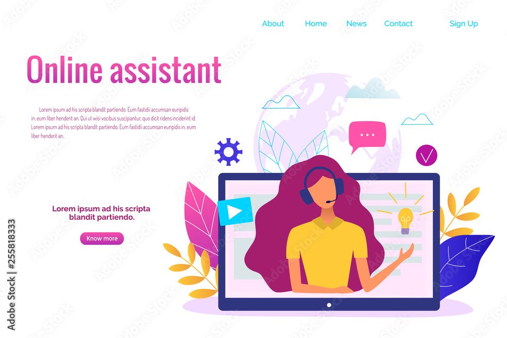 Customer service, hotline operator for web page, banner, presentation, social media concept. Online global technical support. Online assistant vector illustration. Customer service, hotline operator for web page, banner, presentation, social media concept. Online global technical support. Online assistant vector illustration.