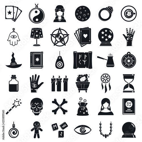 Fortune teller icons set. Simple set of fortune teller vector icons for web design on white background