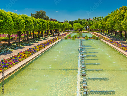 Gardens at the Alcazar de los Reyes Cristianos in Cordoba, Spain