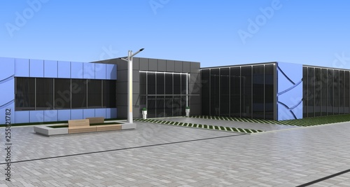 3d render exterior mall