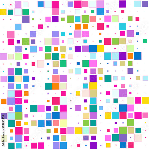Colorful squares on a white background. 