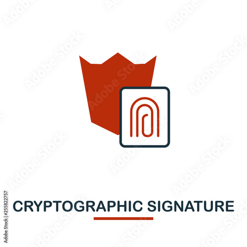 Cryptographic Signature icon. Creative two colors design from crypto currency icons collection. Simple pictogram cryptographic signature icon for web design, apps, software, print usage