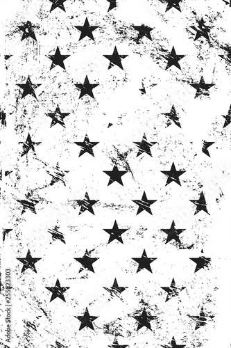 Grunge pattern with stars. Vertical black and white backdrop.
