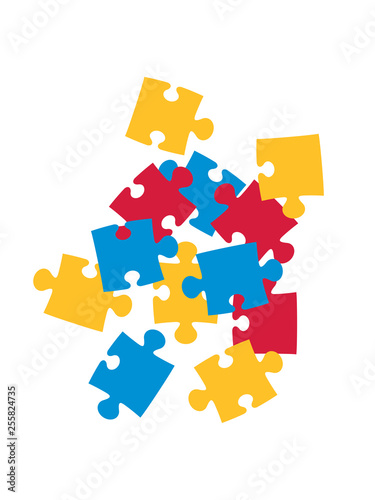 viele teile haufen bunt puzzle teil puzzlespiel puzzleteil puzzlestück puzzeln form logo spaß bild design cool umriss hobby