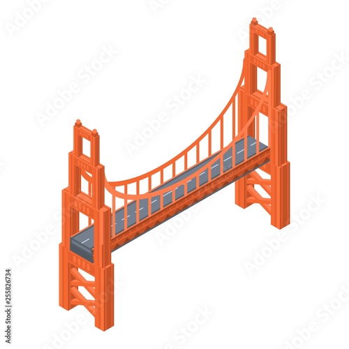 Golden gate bridge icon. Isometric of golden gate bridge vector icon for web design isolated on white background