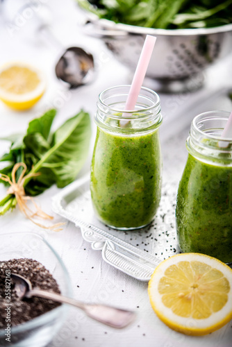 Green spinach and pineapple smoothie