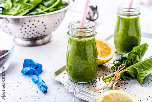 Green spinach and pineapple smoothie