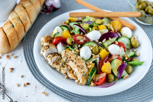 Diet and healthy mediterranean salad