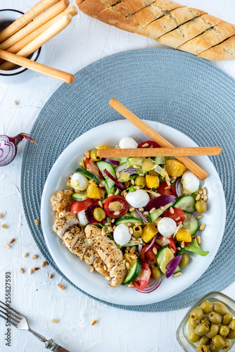 Diet and healthy mediterranean salad