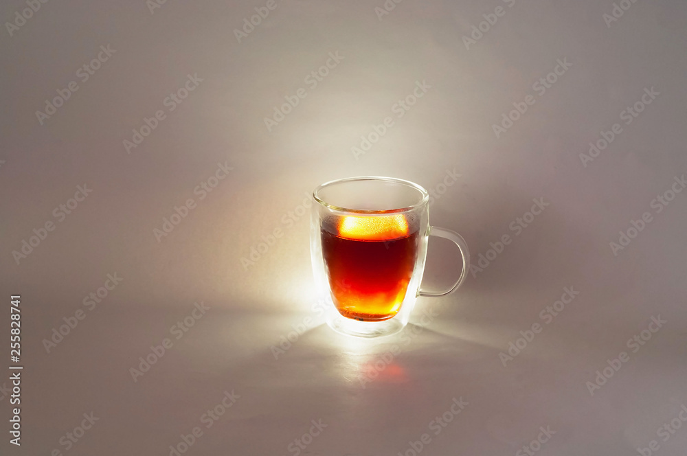 Cup of tea on isolated white background. Ramadan kareem holiday celebration concept.