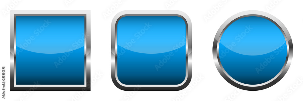 Set of blue glossy buttons. Vector illustration. Set of blue glossy buttons. Vector illustration.