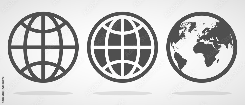Set of Globe icons in flat style. Vector illustration. Set of Globe icons in flat style. Vector illustration.
