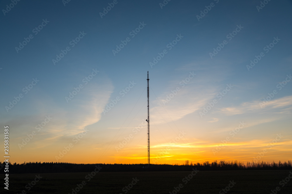 telecomunication tower at sunset telecomunication tower at sunset