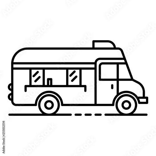Fast food truck icon. Outline fast food truck vector icon for web design isolated on white background
