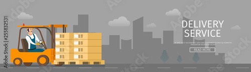 Delivery Human-driven Forklift Car with Package