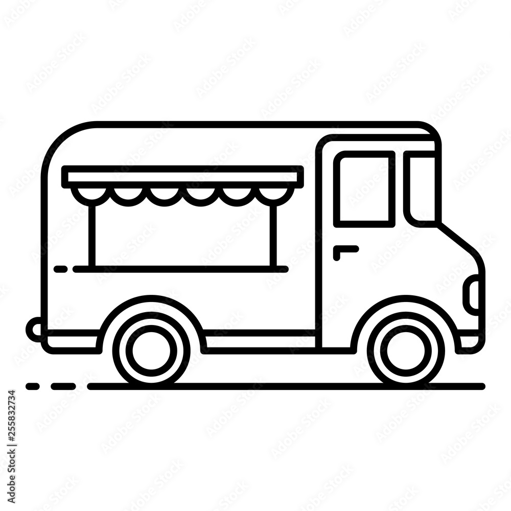 Gourmet food truck icon. Outline gourmet food truck vector icon for web design isolated on white background