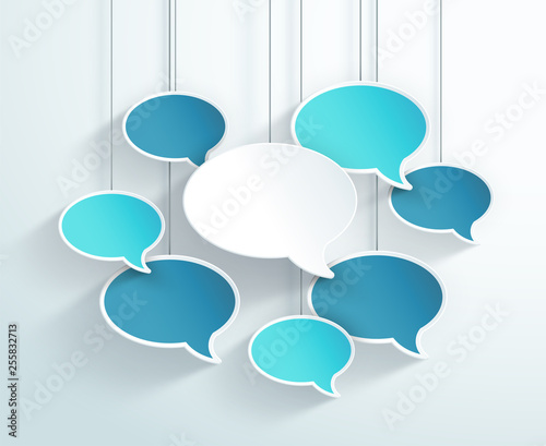 Speech Bubbles Hanging On Strings Colorful 3d Vector