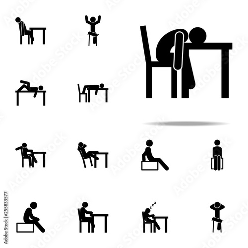 exhausted, man, sleeping icon. Man Sitting On icons universal set for web and mobile