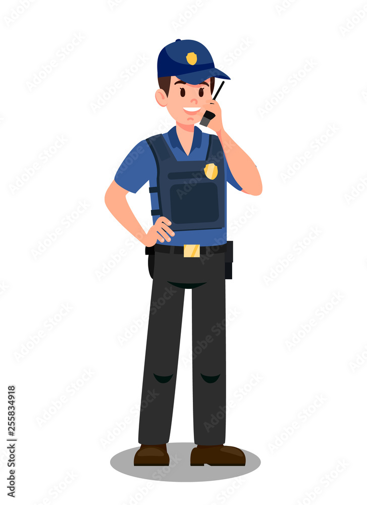 Guardian with Walky Talky Cartoon vector Character