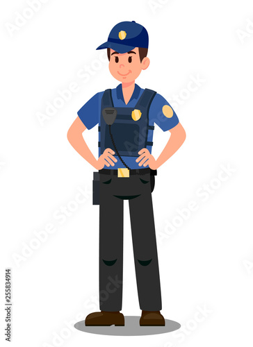 Policeman with Walky Talky Cartoon color Character