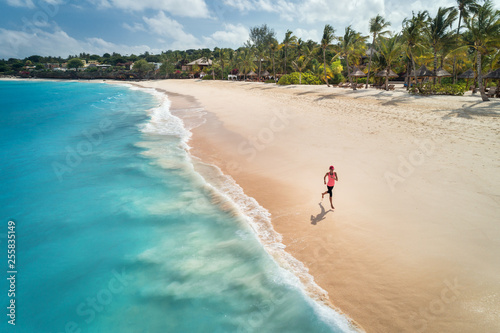 Aerial view of the running ...