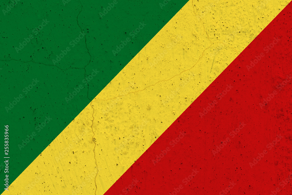 Congo flag on concrete wall