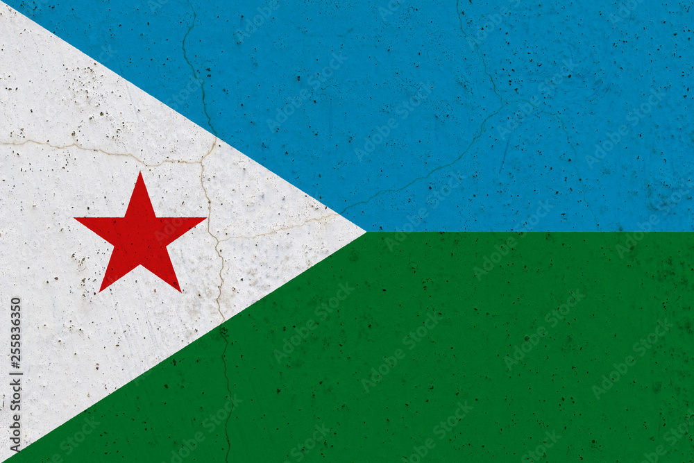 Fototapeta premium Djibouti flag on concrete wall