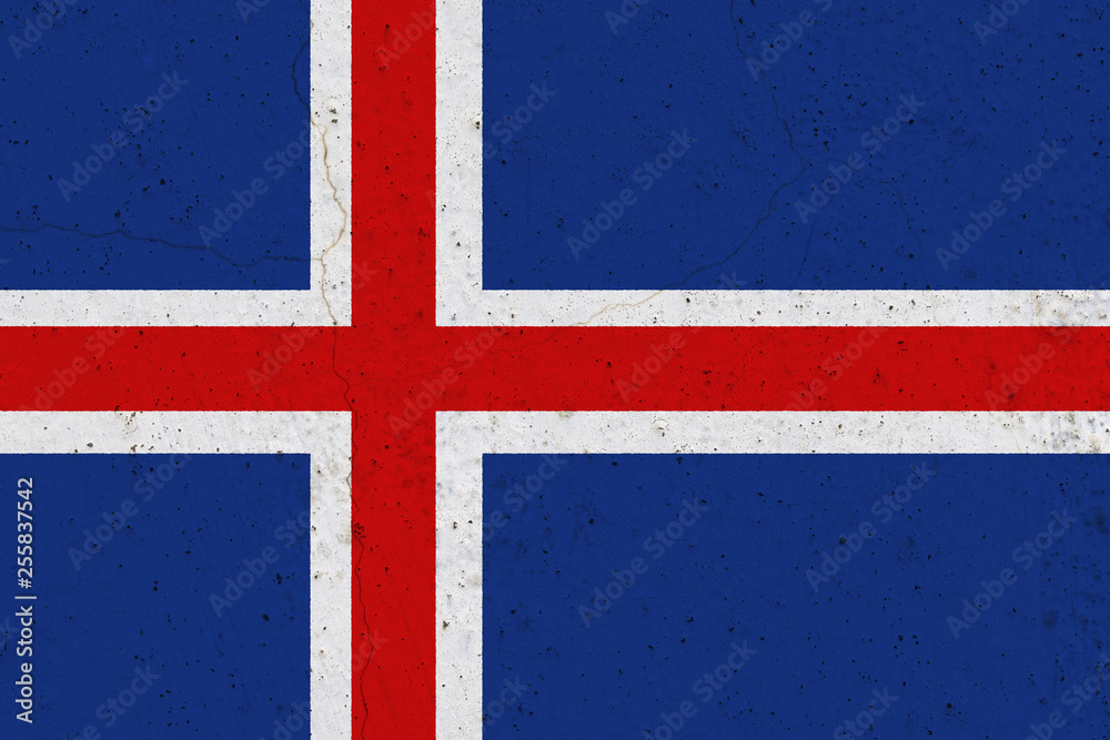 Fototapeta premium Iceland flag on concrete wall