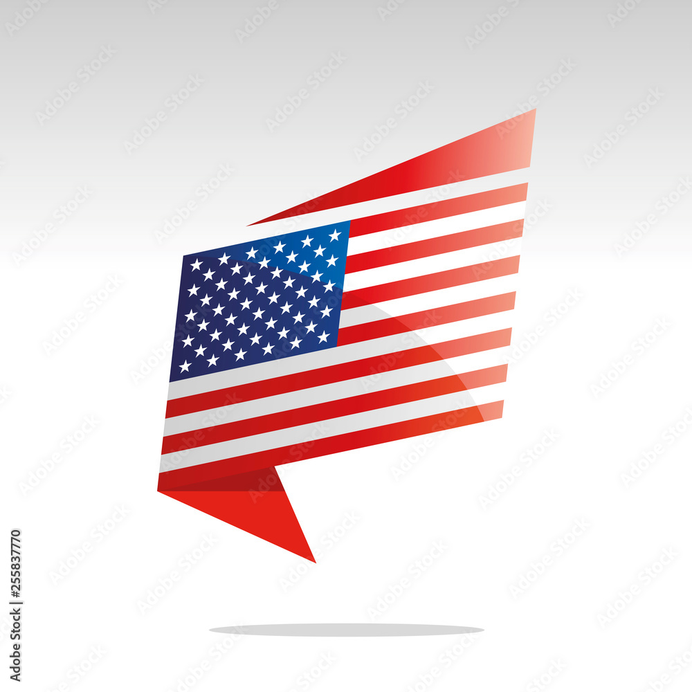 New abstract USA flag origami logo icon button label vector