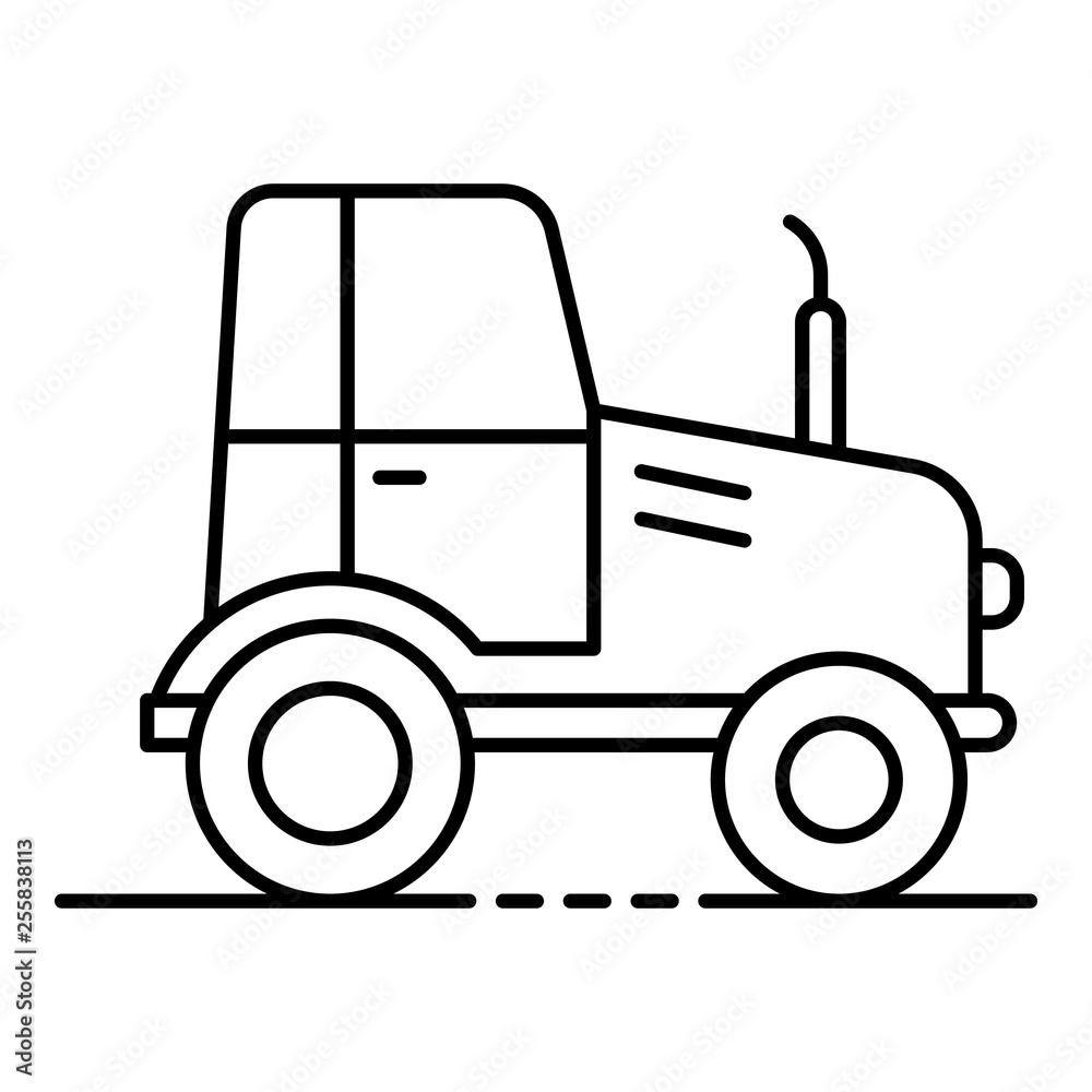 Farm tractor icon. Outline farm tractor vector icon for web design isolated on white background Farm tractor icon. Outline farm tractor vector icon for web design isolated on white background