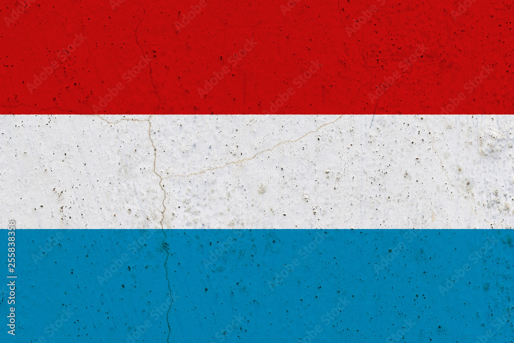 luxembourg flag on concrete wall