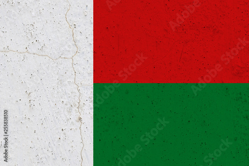Madagascar flag on concrete wall