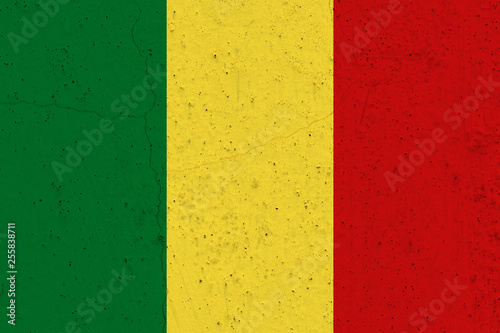 Mali flag on concrete wall