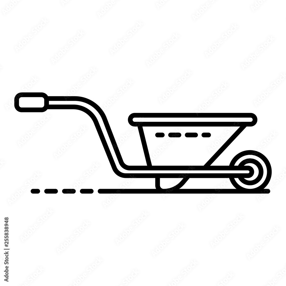 Wheelbarrow icon. Outline wheelbarrow vector icon for web design isolated on white background Wheelbarrow icon. Outline wheelbarrow vector icon for web design isolated on white background