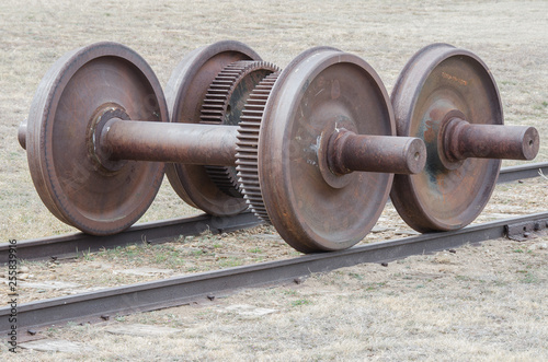 Double Train Wheelset with Gear on Rails