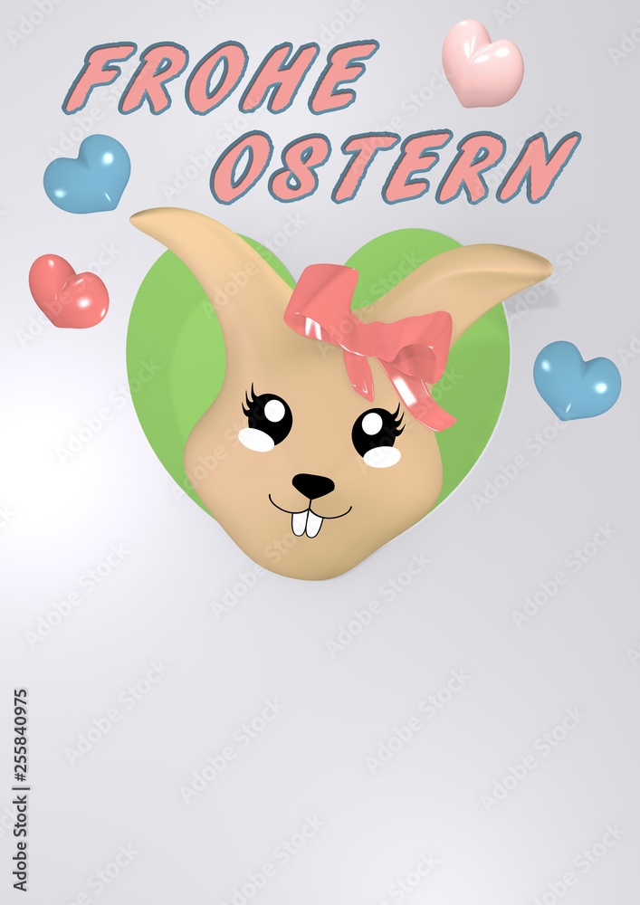 3D Osterkarte mit Osterhasen und Textfreiraum. 3D Osterkarte mit Osterhasen und Textfreiraum.