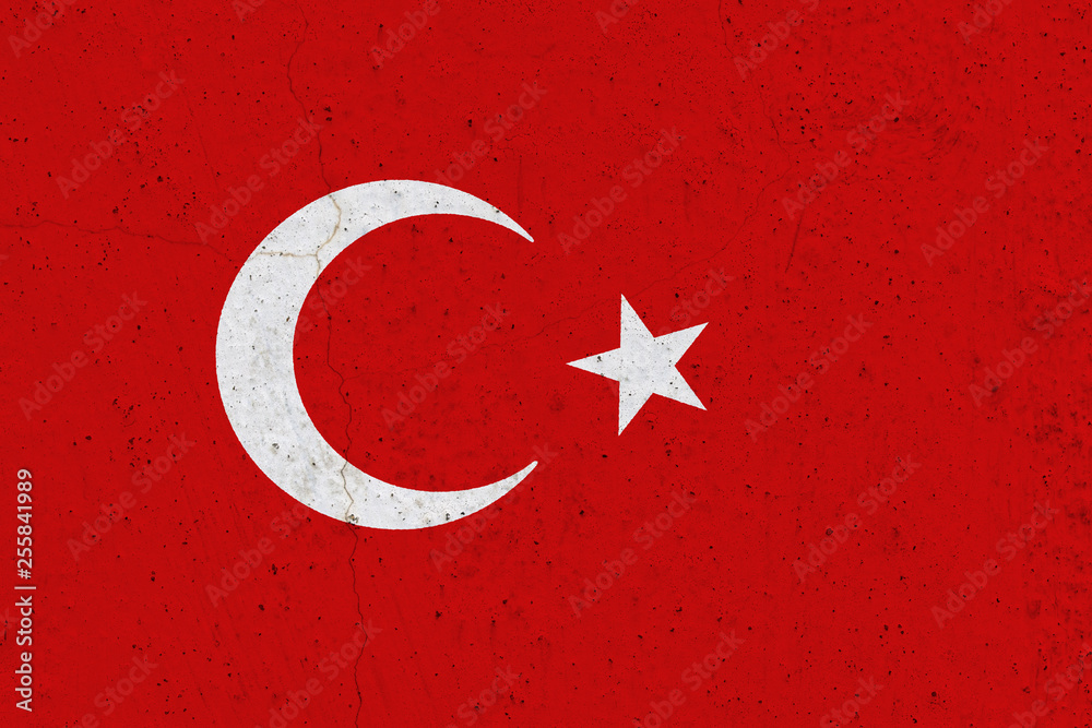 Obraz premium Turkey flag on concrete wall