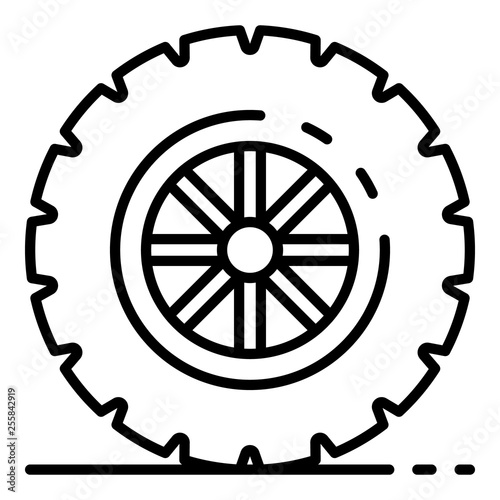 Car wheel icon. Outline car wheel vector icon for web design isolated on white background