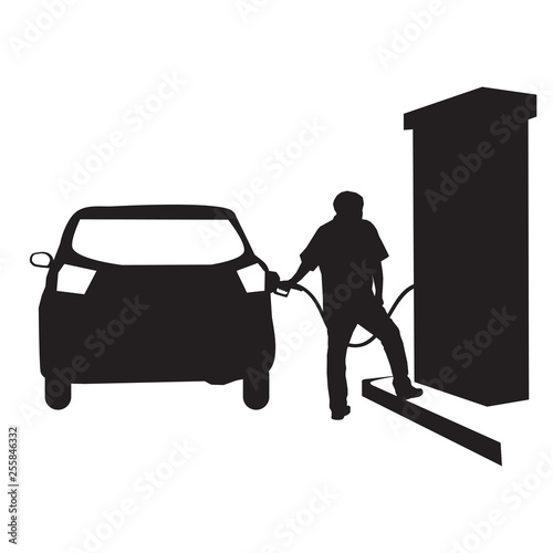 Fueling silhouette vector illustration