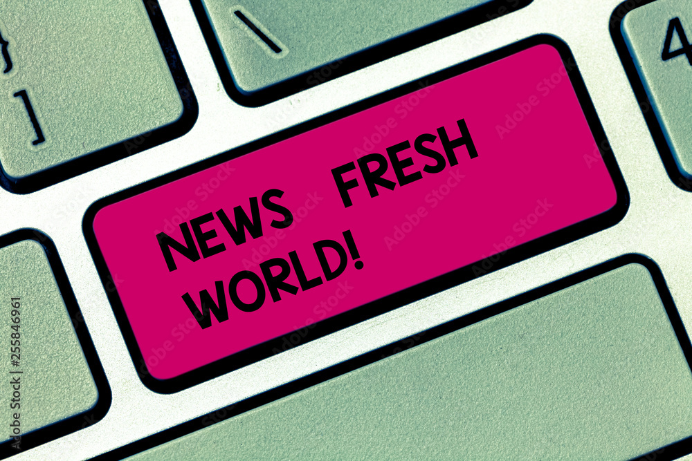 Conceptual hand writing showing News Fresh World. Concept meaning newly received information especially about recent events Keyboard key Intention to create computer message idea Conceptual hand writing showing News Fresh World. Concept meaning newly received information especially about recent events Keyboard key Intention to create computer message idea