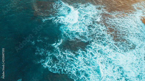 Aerial View of Waves and Beach of Bells Beach Australia © Judah