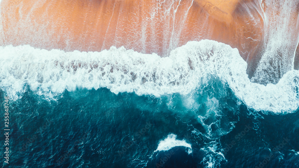 Aerial View of Waves and Beach of Bells Beach Australia