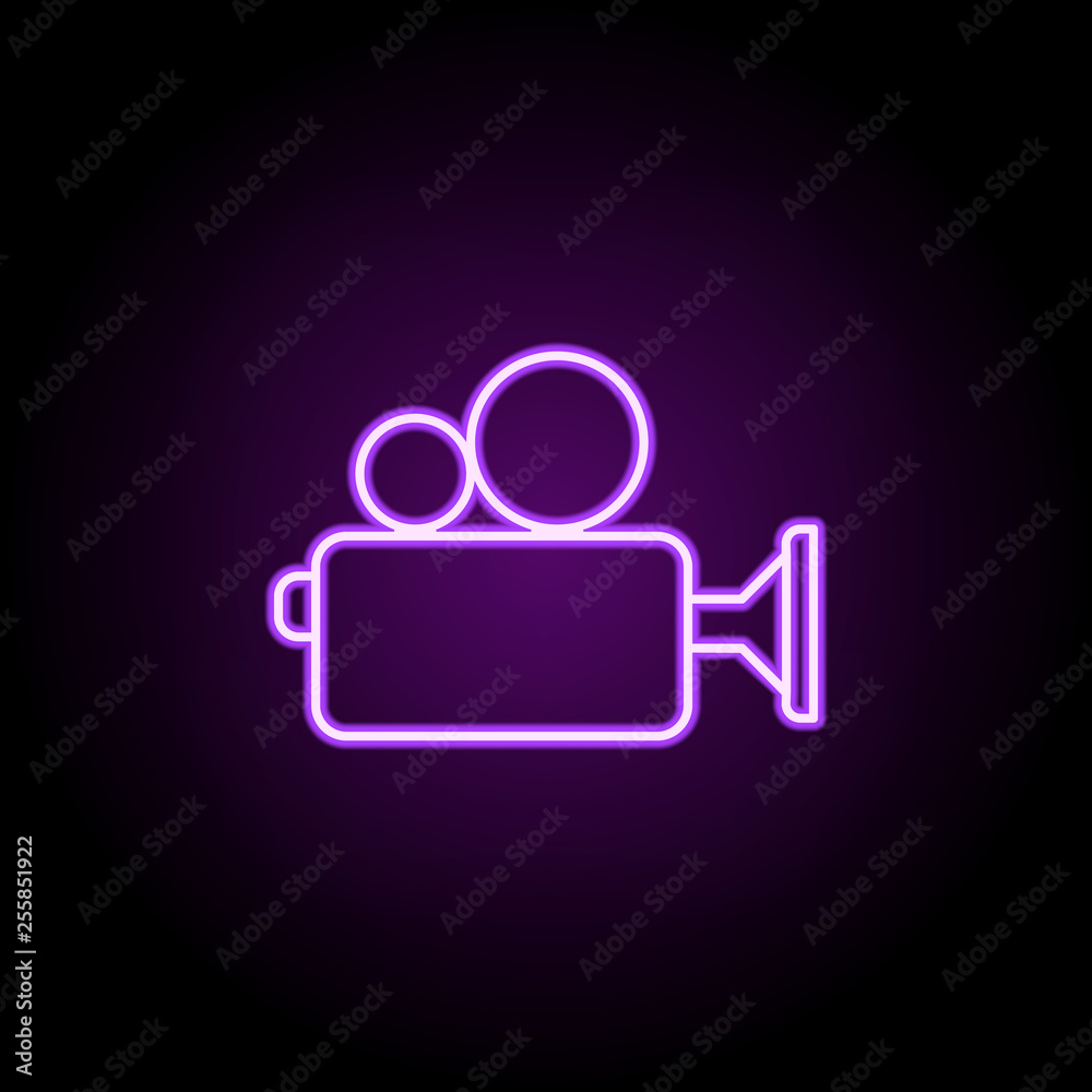 Video camera icon. Elements of Web in neon style icons. Simple icon for websites, web design, mobile app, info graphics Video camera icon. Elements of Web in neon style icons. Simple icon for websites, web design, mobile app, info graphics