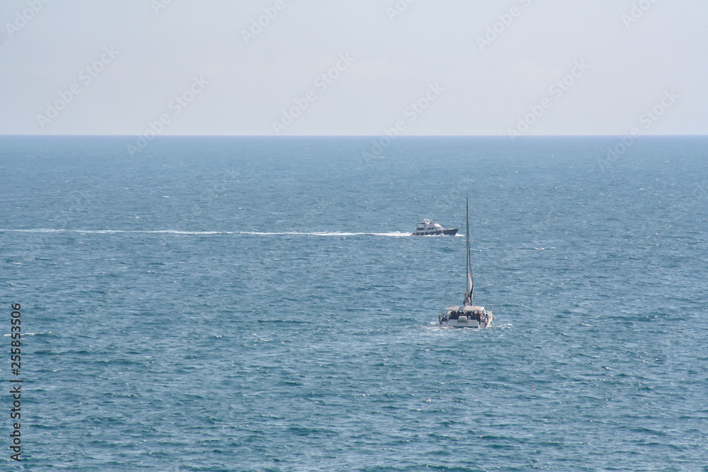 boat view over the sea of barcelona boat view over the sea of barcelona