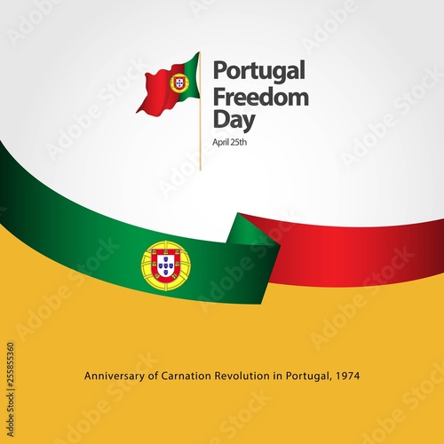 Portugal Freedom Day Flag Vector Template Design Illustration