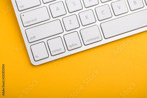 Top View Of White Keyboard With Copy Space