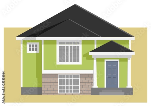 Green Residential House Isolated Background