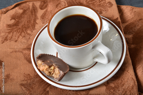 Peanut butter cup with coffee