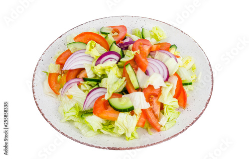 Salad from fresh spring vegetables, dietary dish.