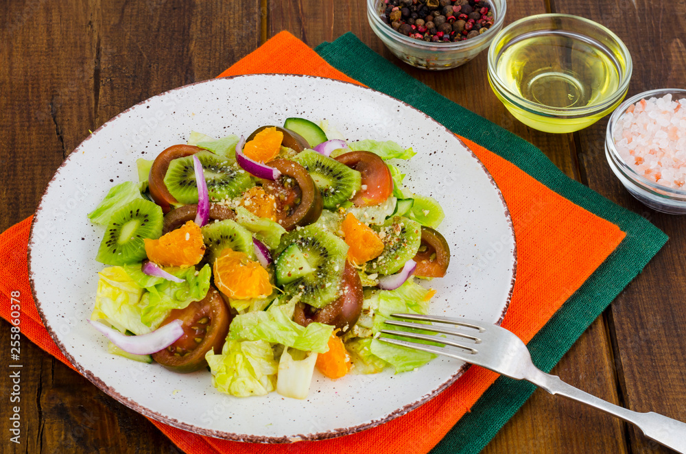 Fruit and vegetable salad with tangerines. Fruit and vegetable salad with tangerines.